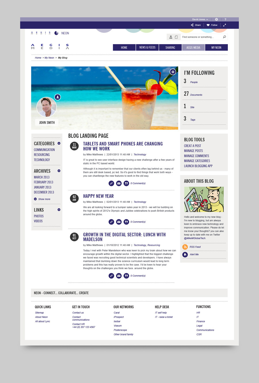 Intranet design for Aegis Media