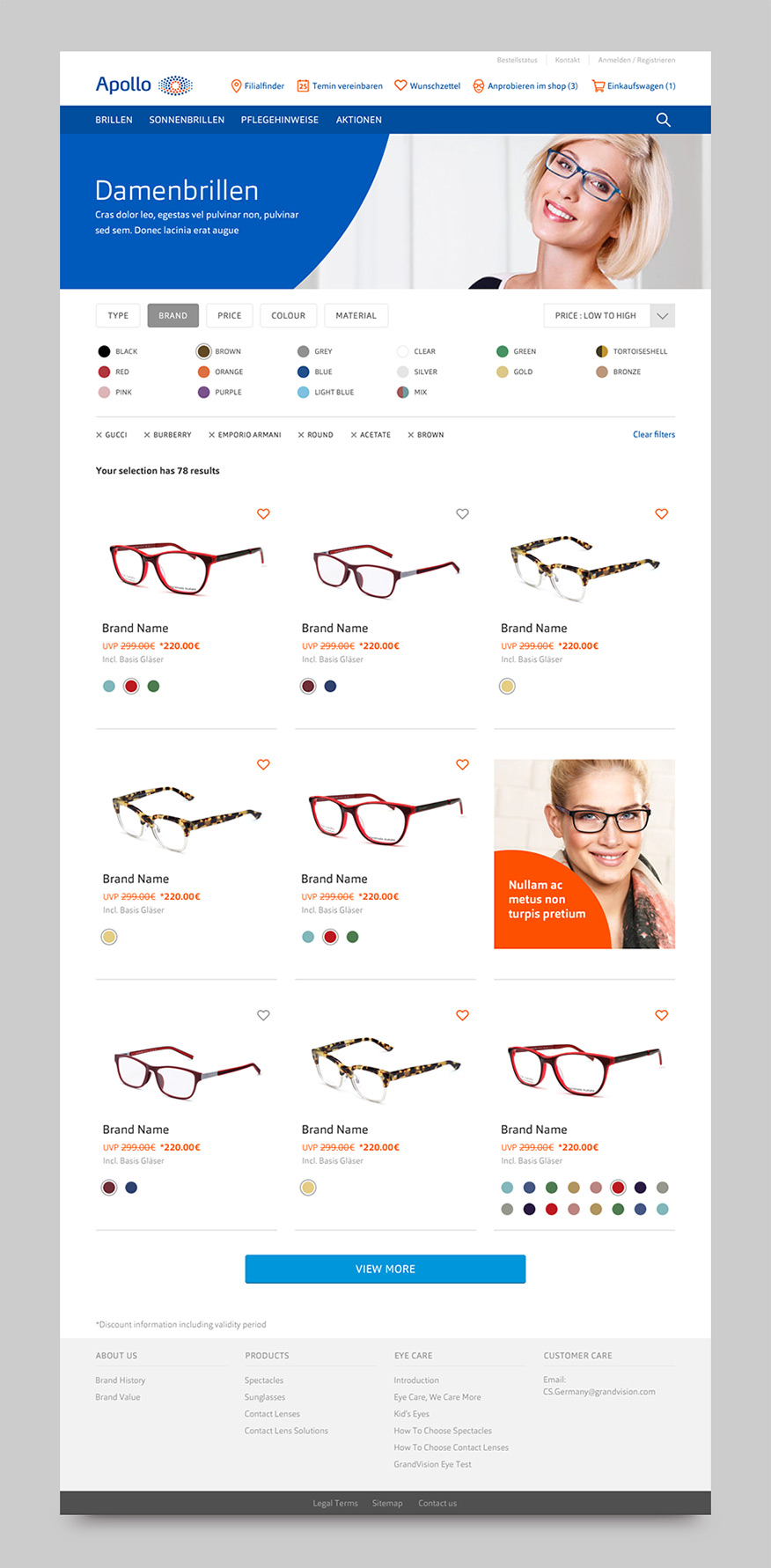 responsive design for for Apollo.de opticians