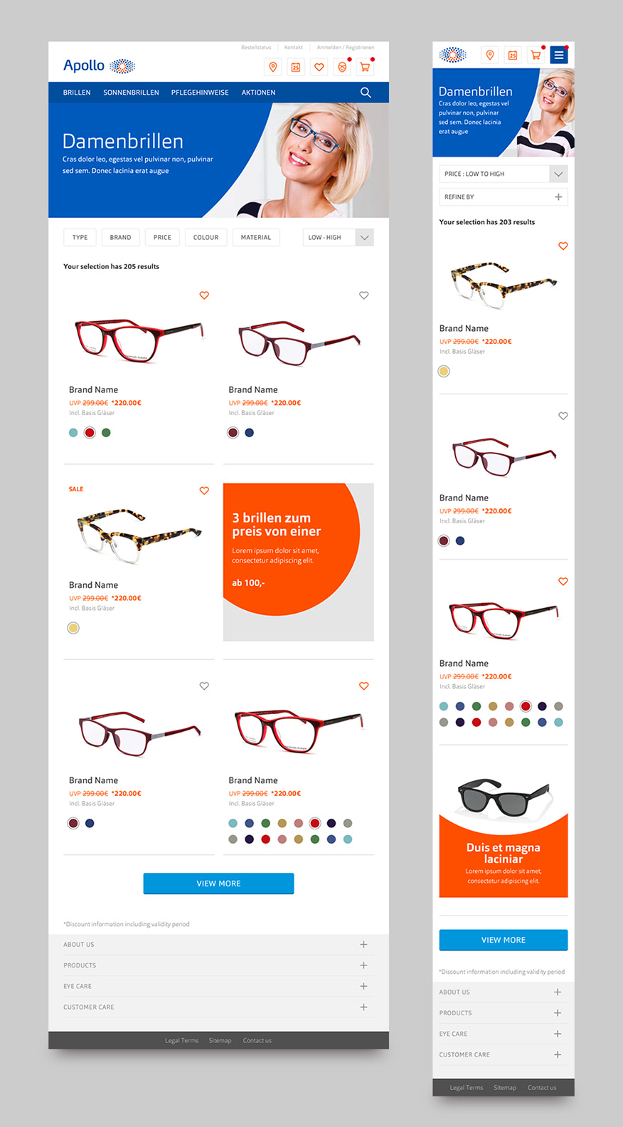 responsive design for for Apollo.de opticians