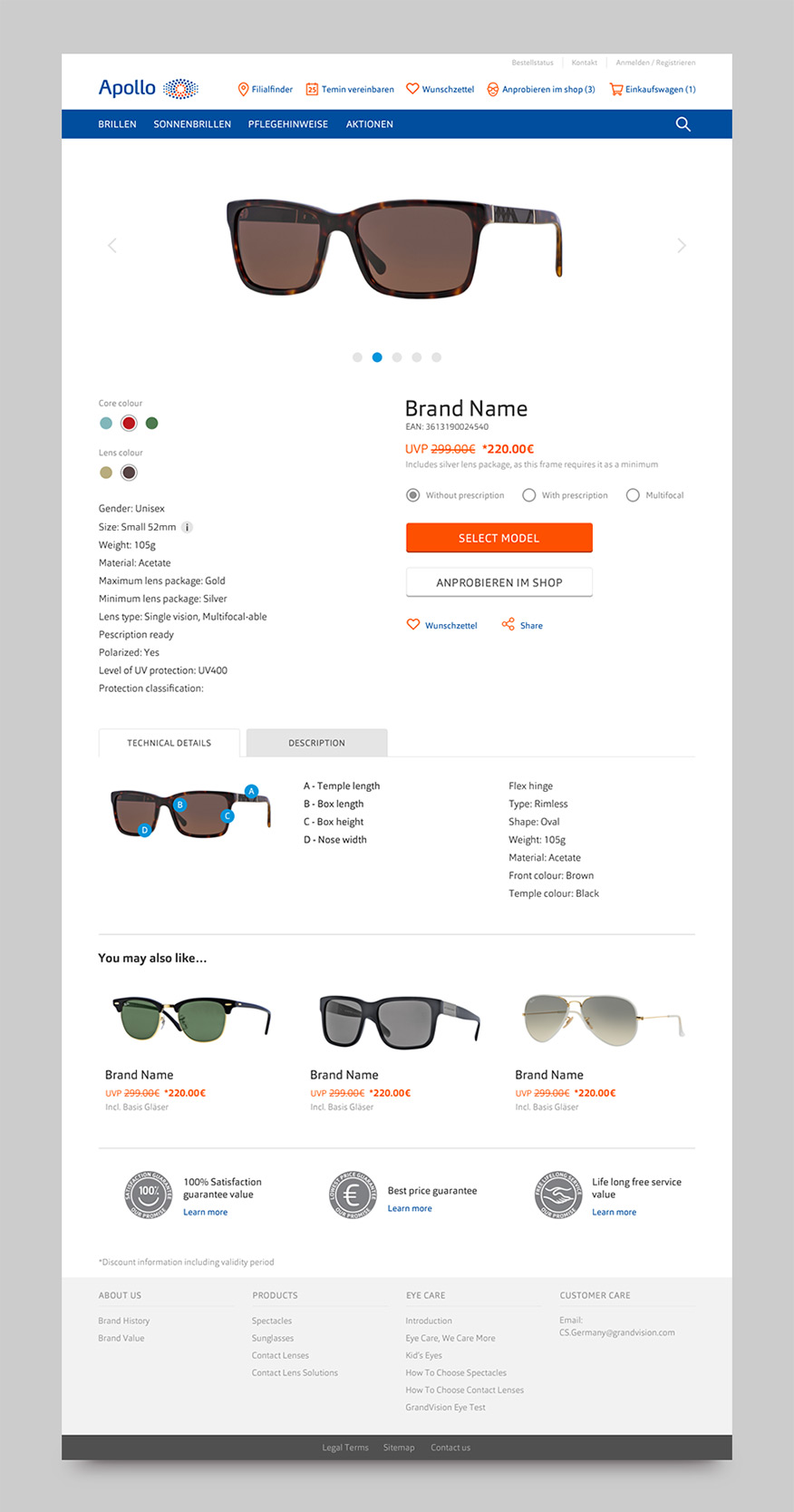responsive design for for Apollo.de opticians