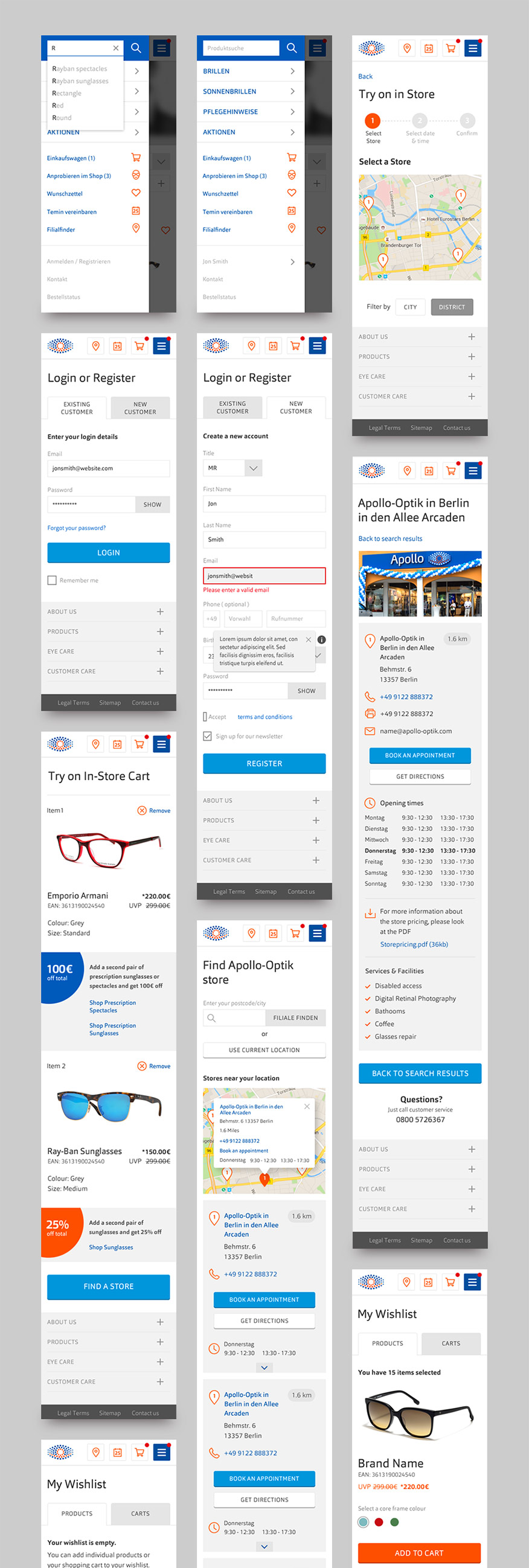 responsive design for for Apollo.de opticians