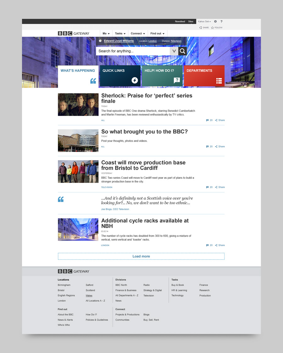 responsive design for BBC Gateway