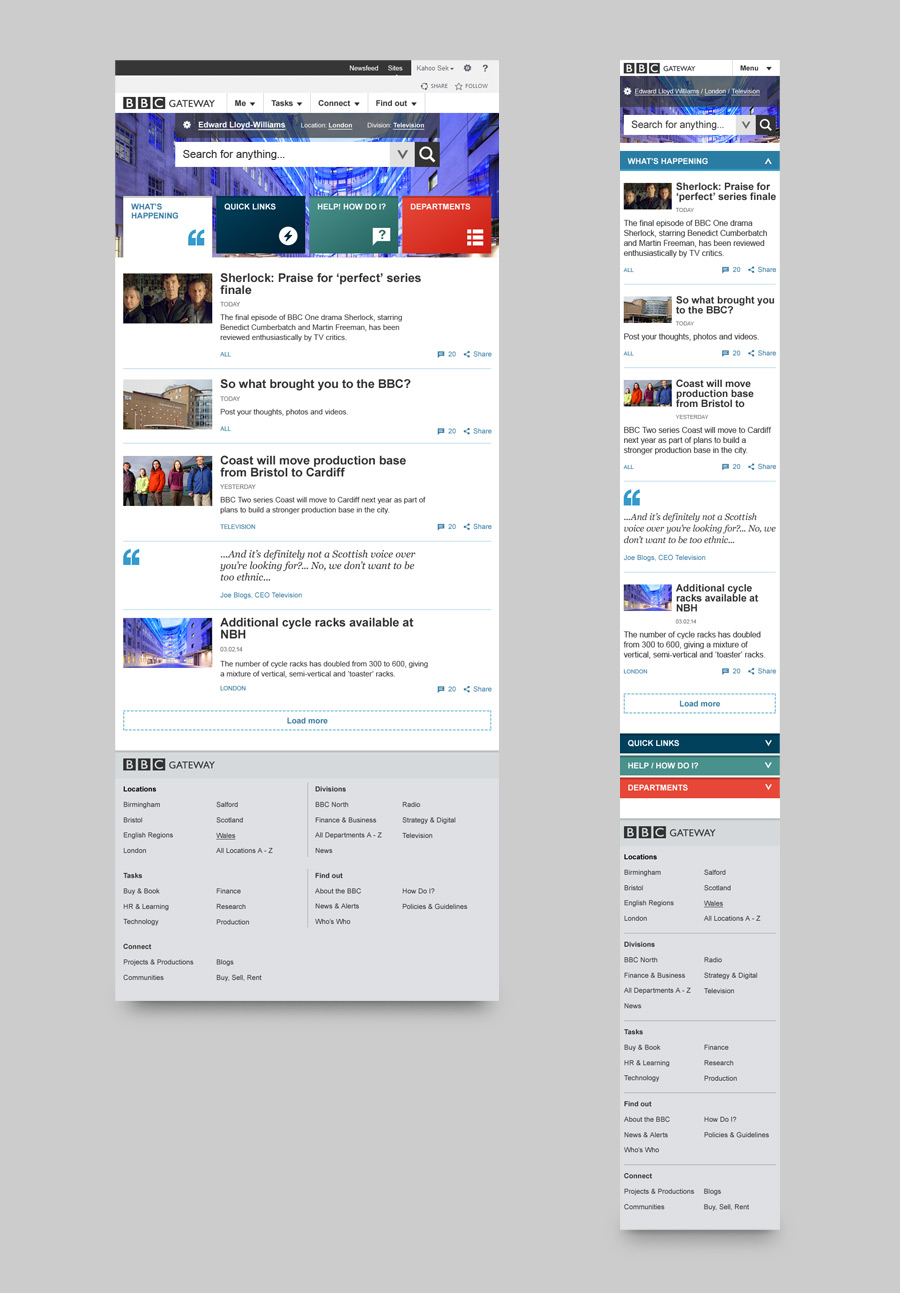 responsive design for BBC Gateway