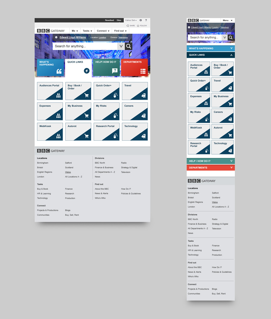 responsive design for BBC Gateway