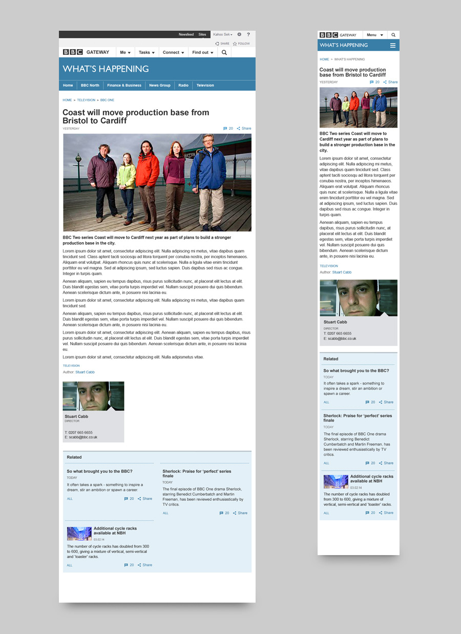 responsive design for BBC Gateway