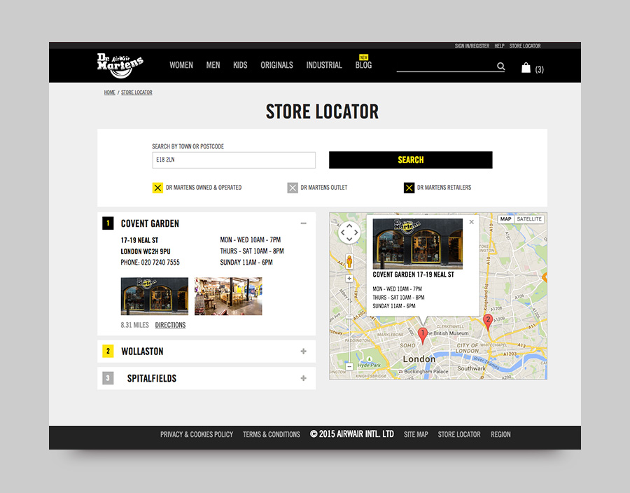 responsive design for Dr Martens