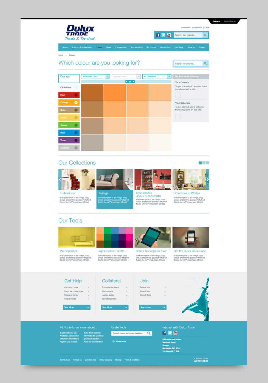Web design for Dulux Collections tool
