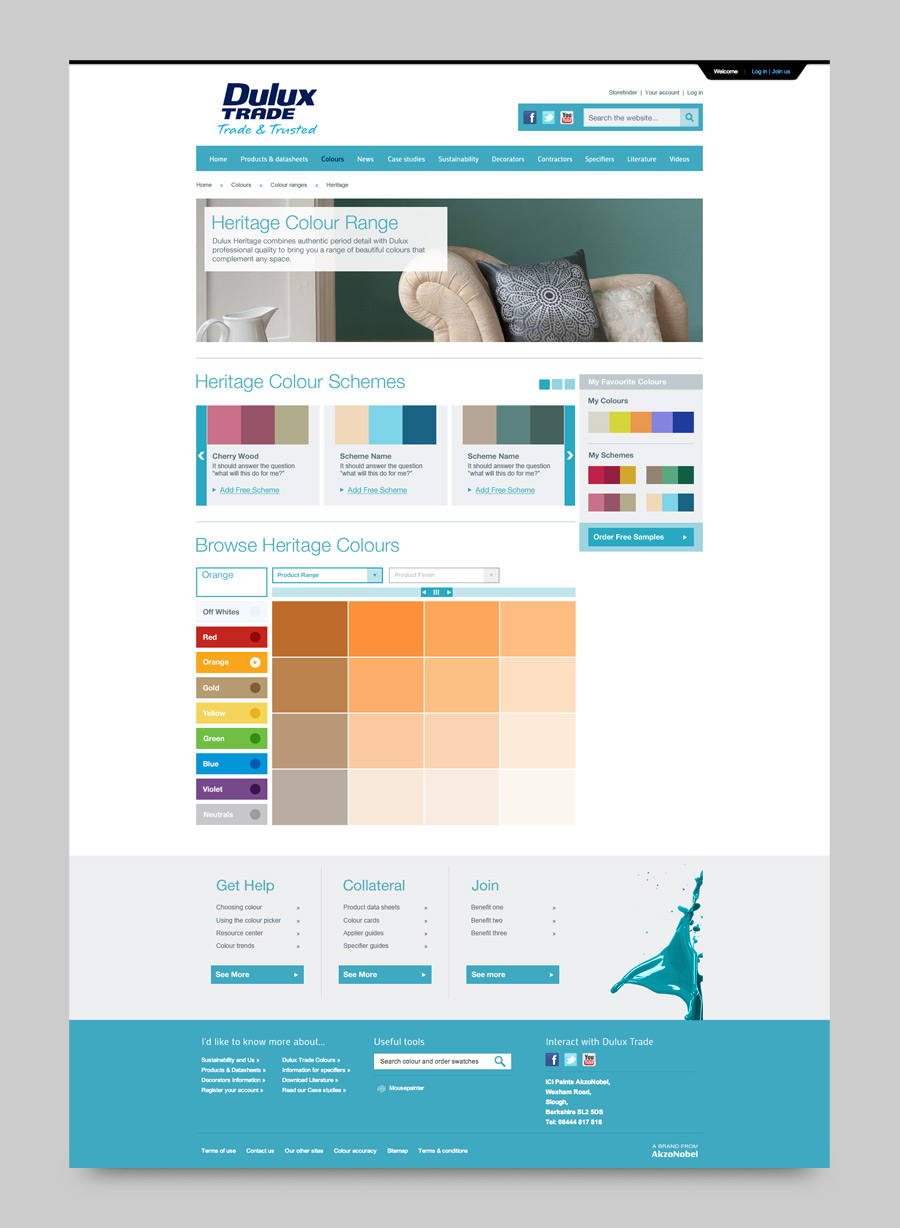 Web design for Dulux Collections tool