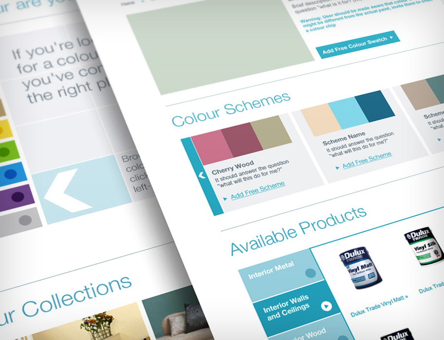 Web design for Dulux Collections tool