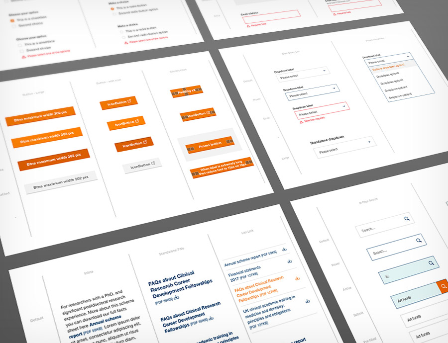 Responsive UI toolkit design for The Wellcome Trust